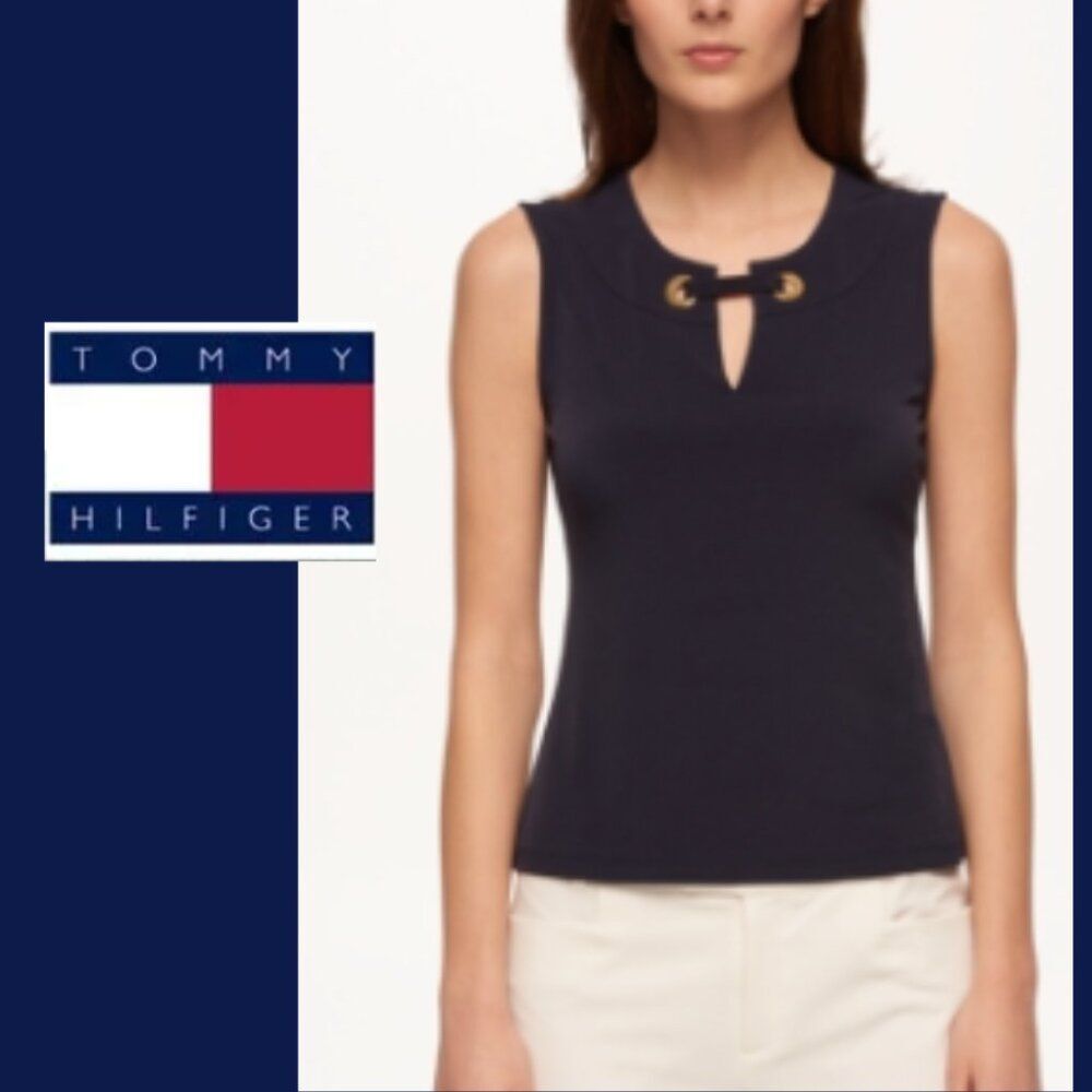 NWT Tommy Hilfiger Midnight Sleeveless Grommet Top (Size L)